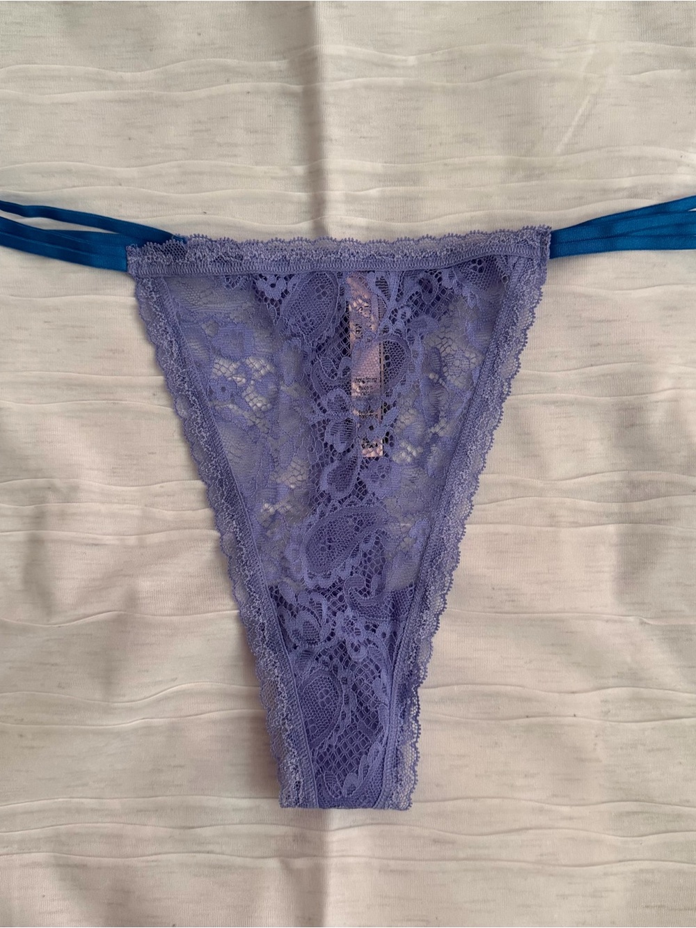 Victoria's Secret Purple Lace Thong with Blue Straps